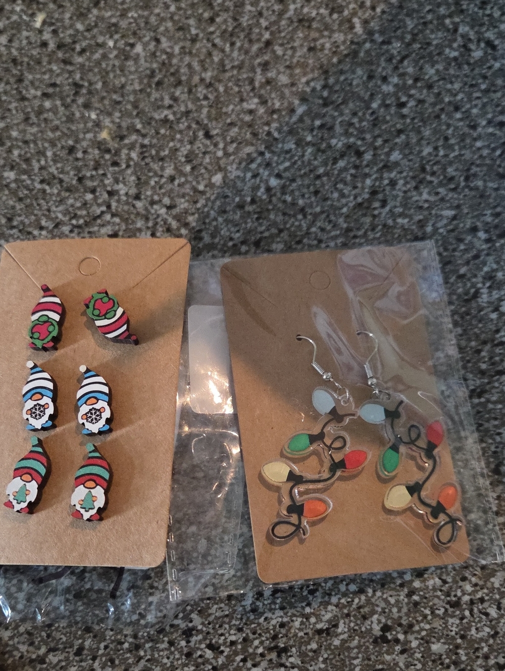 Holiday Light Dangle Earrings - Multicolor And Holiday Gnome Earrings 5 Pair